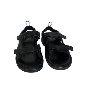 Propet Mens MSV023L Black Leather Sport Sandals Triple Strap Walking Shoes 12 M